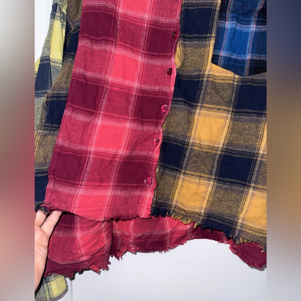 Taxi Vintage Grunge 80s Plaid button up flannel pink, yellow, blue EUC - Picture 3 of 10